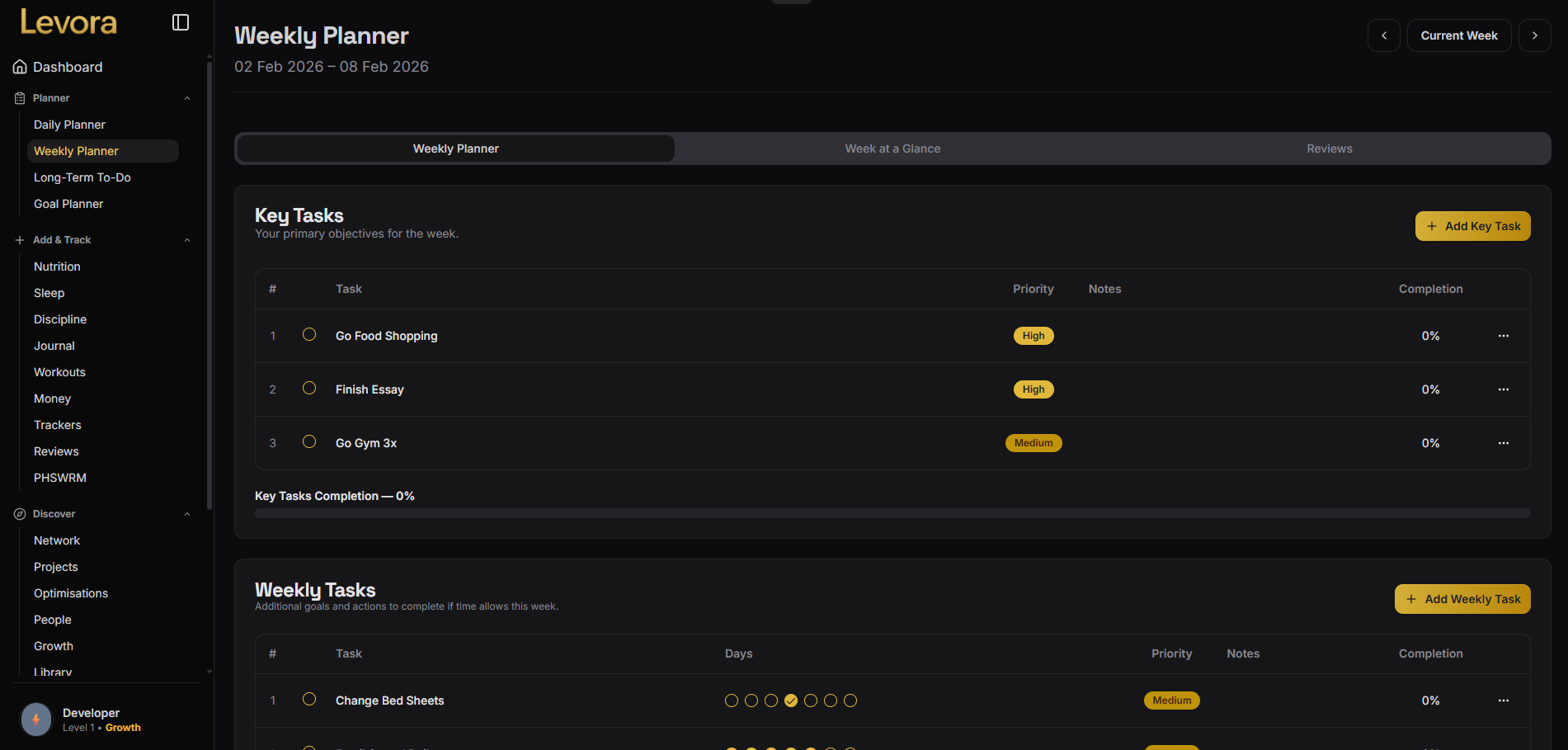 Levora Weekly Planner screenshot